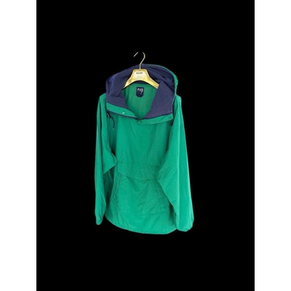 Vintage GAP Anorak Pullover Jacket Men's XL Blue Green Yellow Hooded Nylon 90s